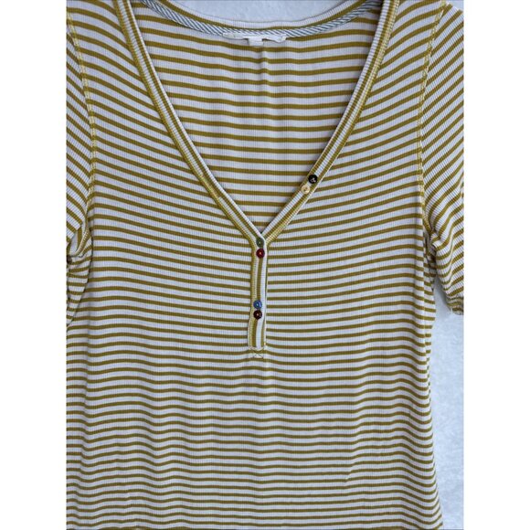 Anthropologie Pure + Good Striped Shirt Dress Yellow White Size Small - Picture 5 of 9